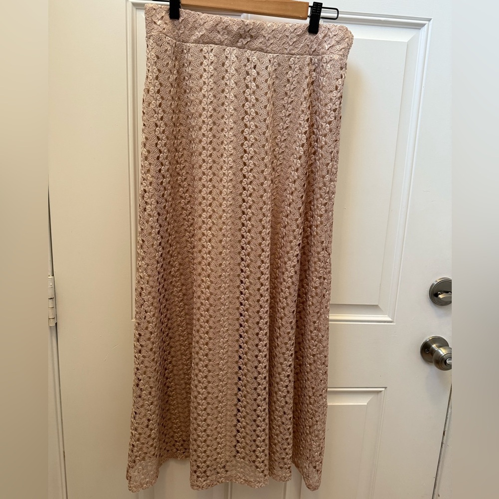 Ashley Blue Textured Lace Maxi Skirt in Cream